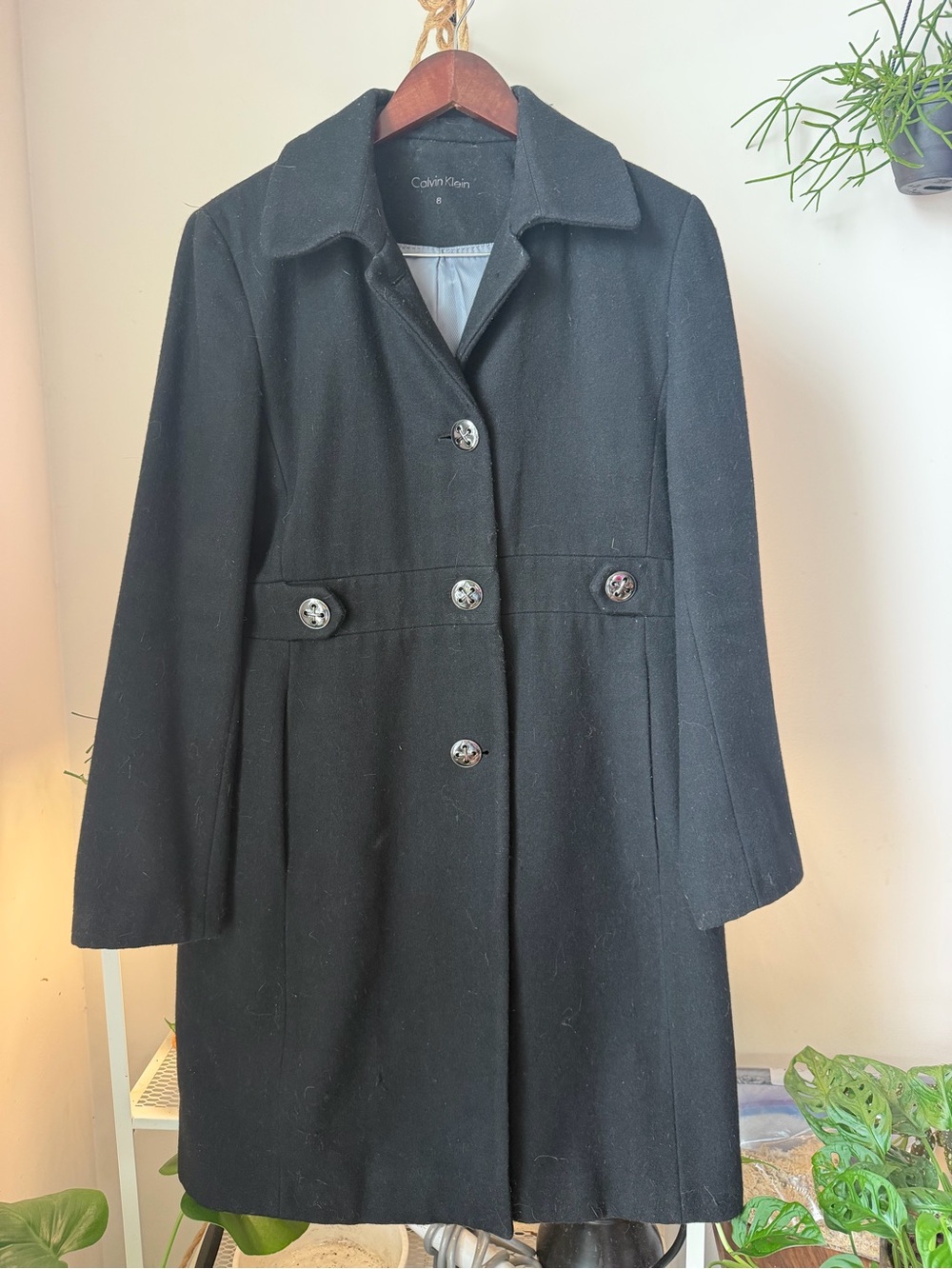 Calvin Klein Black Wool Blend Women's Coat